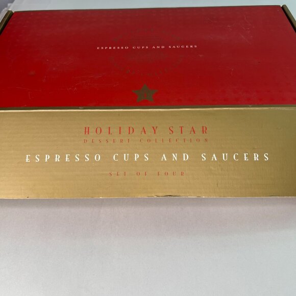 Williams-Sonoma Red Star Cup & Saucer Set Holiday Dessert Espresso Holiday - Picture 8 of 12